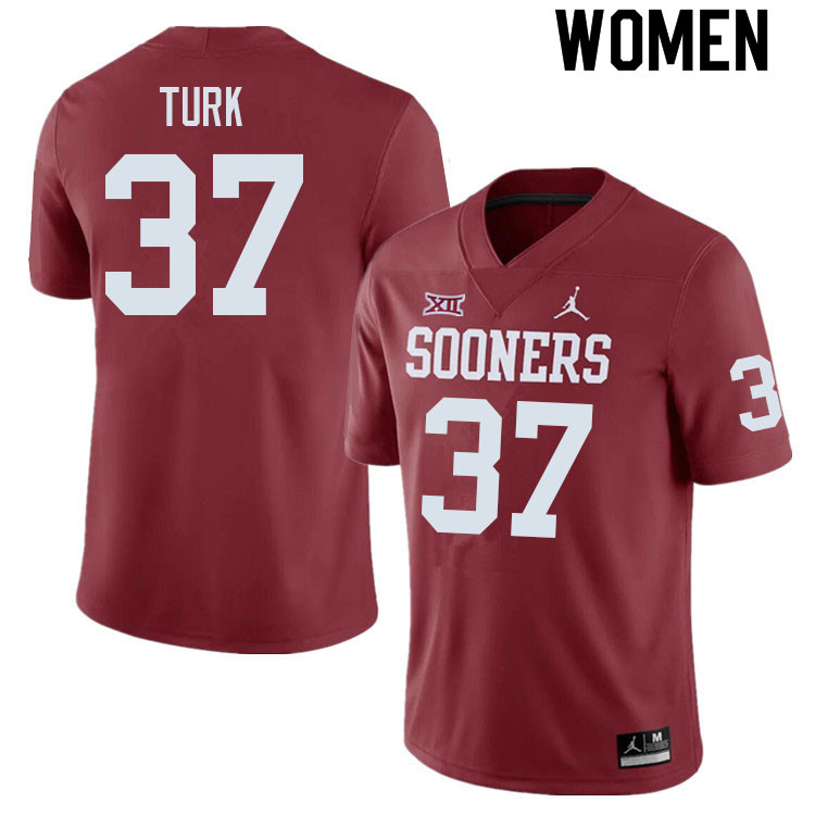 Women #37 Michael Turk Oklahoma Sooners College Football Jerseys Sale-Crimson